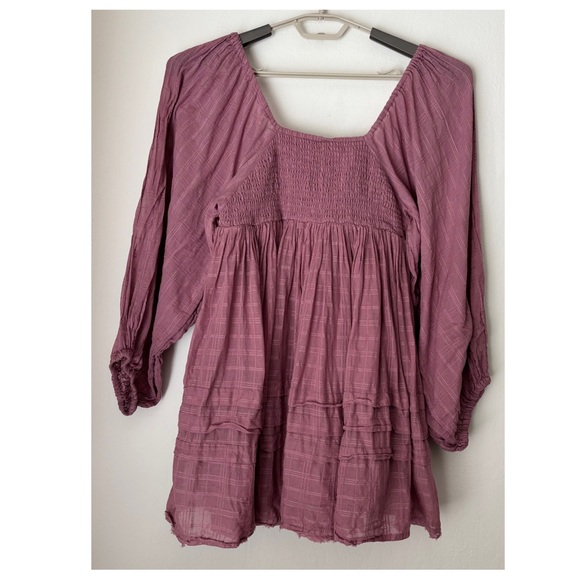 Free People Ari Mini Dress in Dried Current Size XS Boho Feminine Square Neck - Picture 6 of 12